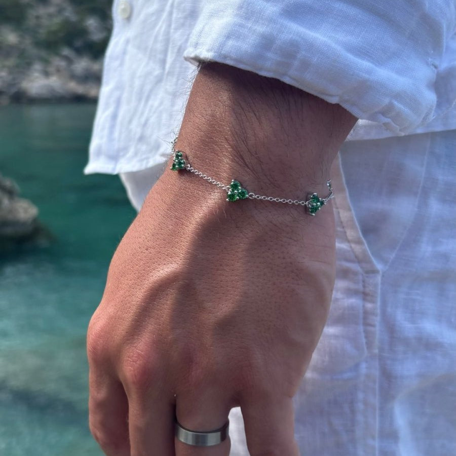 GREEN CLOVER BRACELET | Silver - Vetro Watches