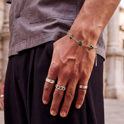 GREEN CLOVER BRACELET | Silver - Vetro Watches
